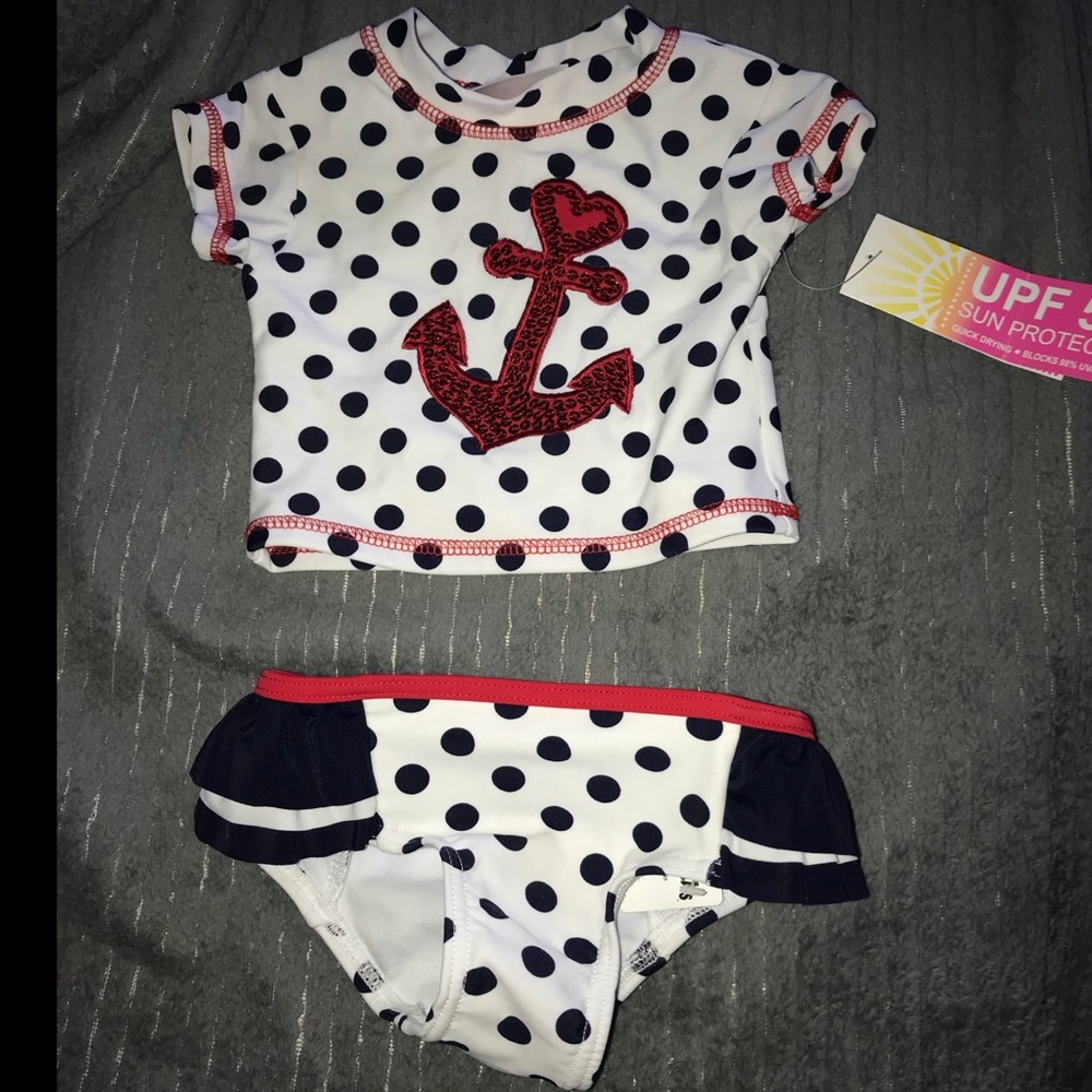 Flapdoodles Red/White/Blue rashguard swimsuit nwt